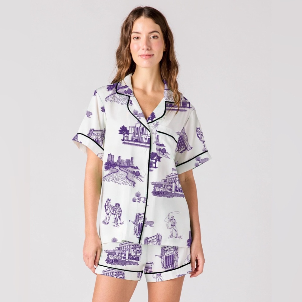 Katie Kime FORT WORTH TOILE PAJAMA SHORTS SET